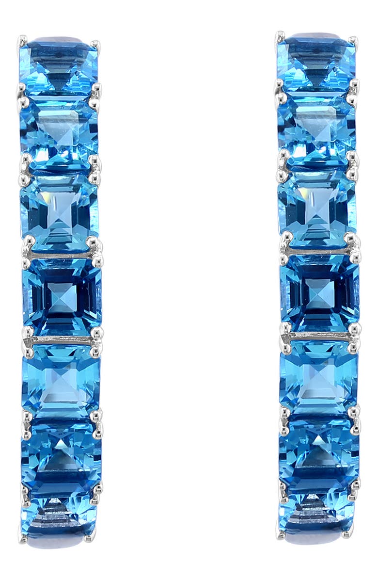 EFFY Sterling Silver Blue Topaz Hoop Earrings, Alternate, color,