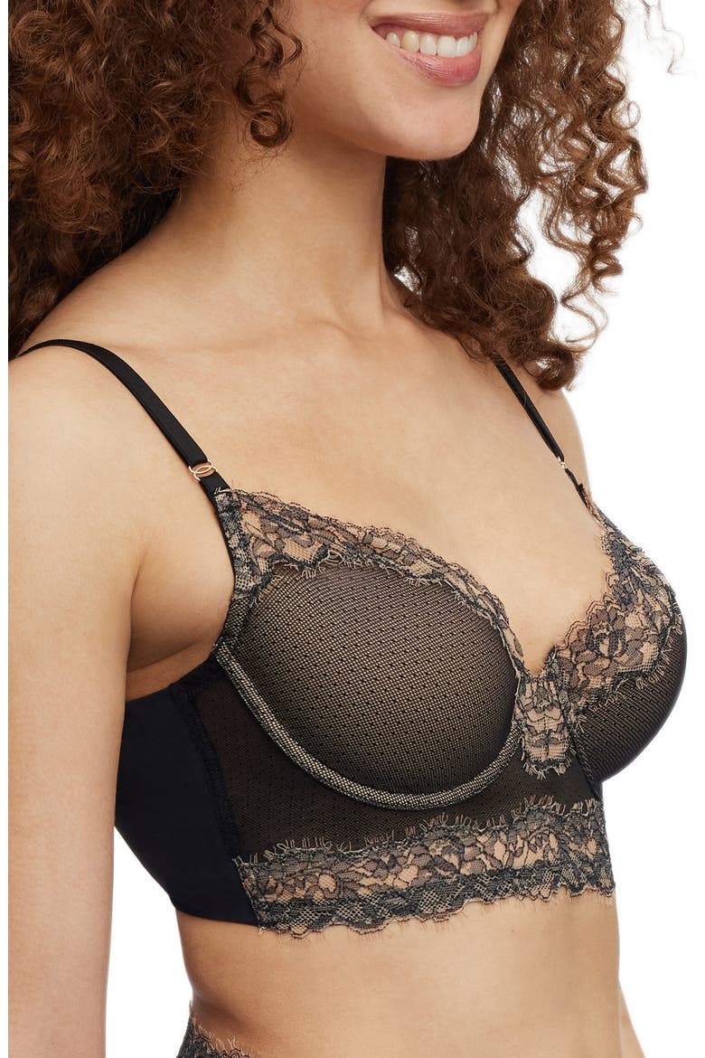 Entice Longline Underwire Bra, Alternate, color, BLACK/ NYLON