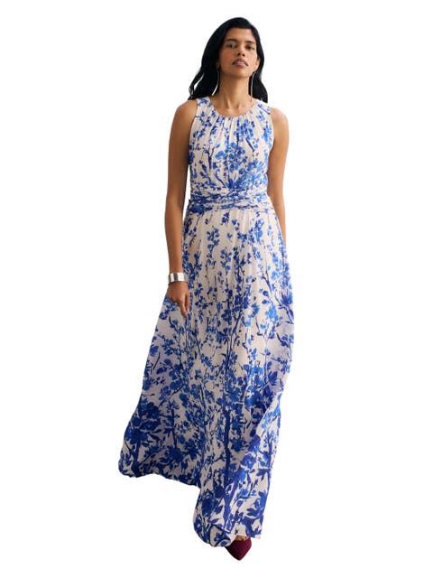 Oria Floral Print Silk Maxi Dress
