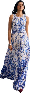 The Fold Oria Floral Print Silk Maxi Dress