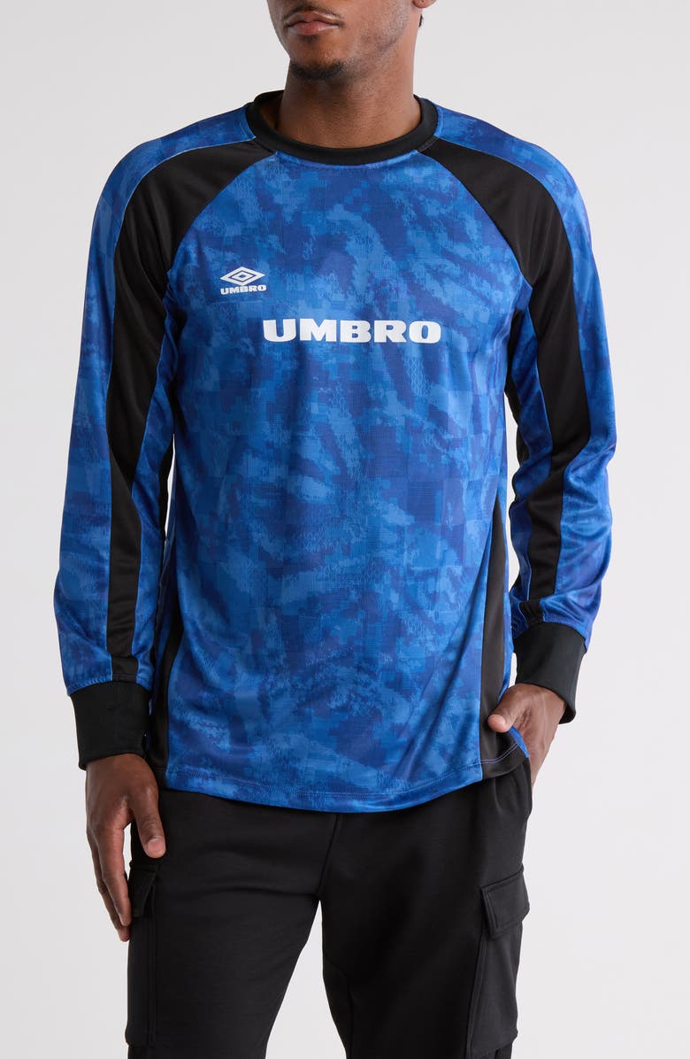 Umbro Long Sleeve Football Jersey, Main, color, Classic Blue/ Black