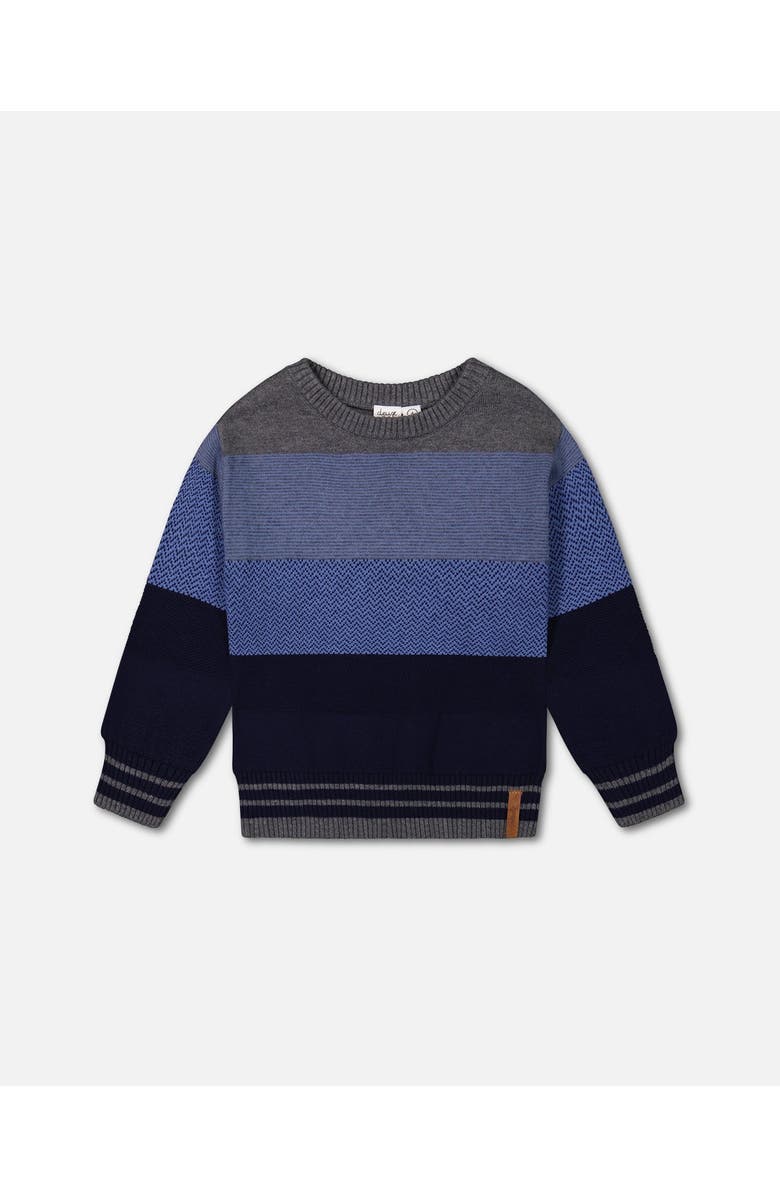 Deux par Deux Boy's Colorblock Sweater Blue Gradient, Main, color, 