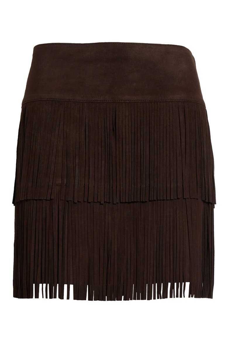 Leather Fringe Miniskirt, Alternate, color, CHOCOLATE