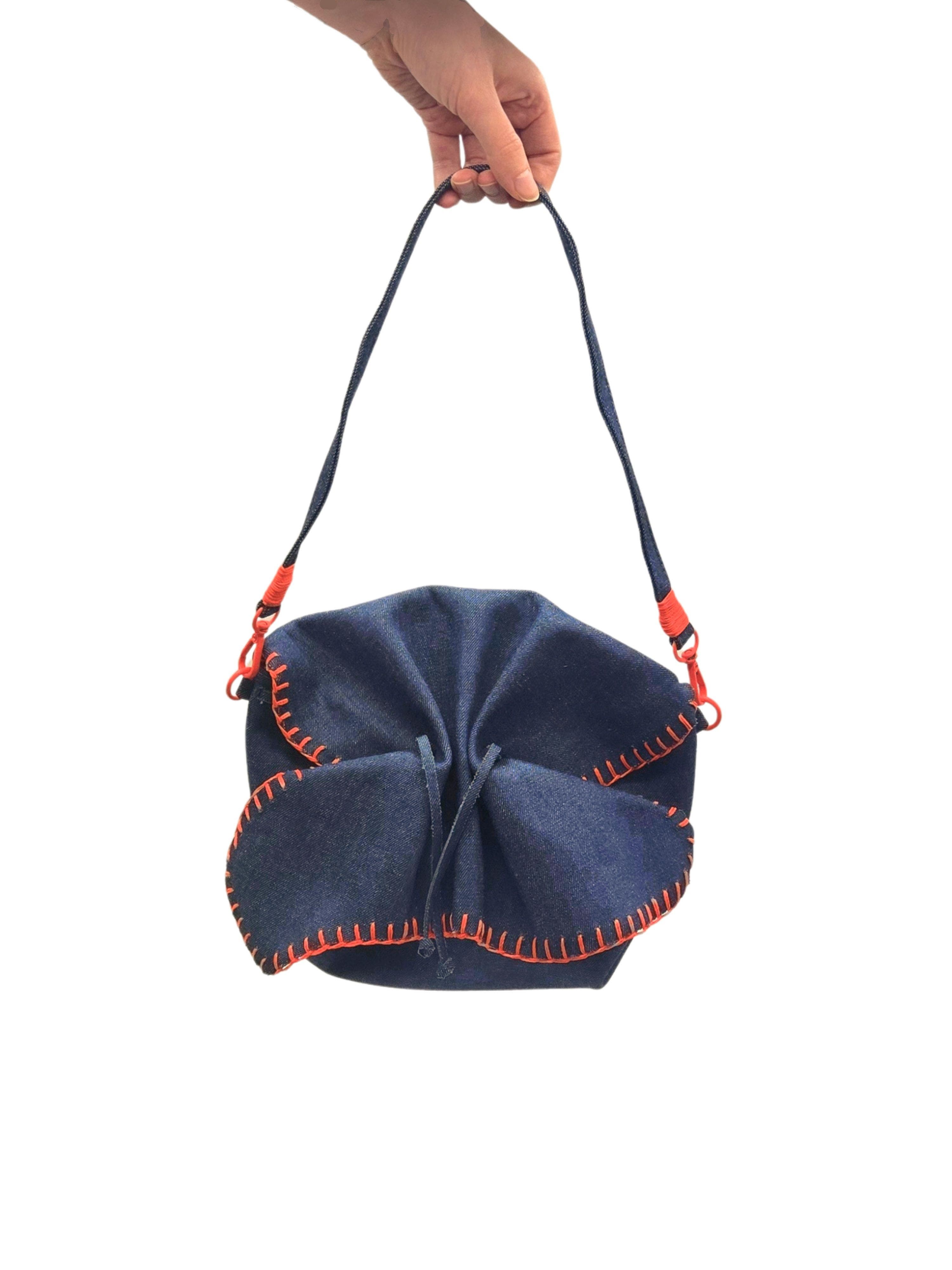 Carlos Falchi Medium Butterfly Suede Leather Bag, Alternate, color, Denim