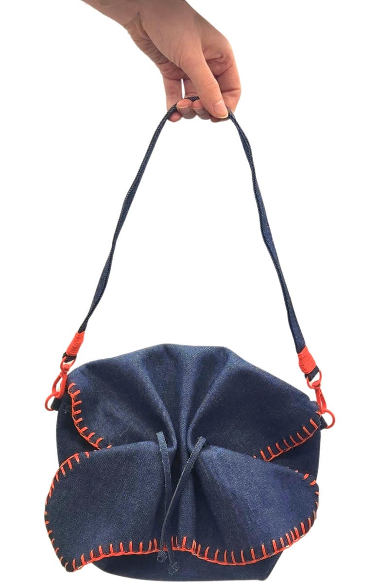 Carlos Falchi Medium Butterfly Suede Leather Bag, Alternate, color, Denim