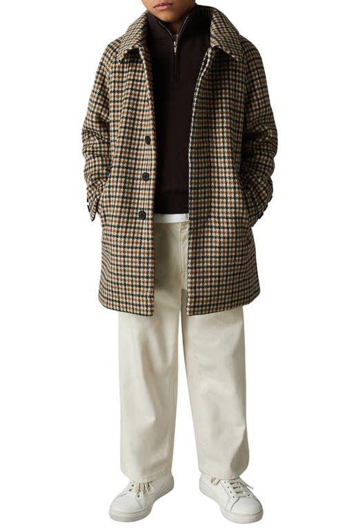 Reiss Kids' Region Check Wool Blend Car Coat In Multi