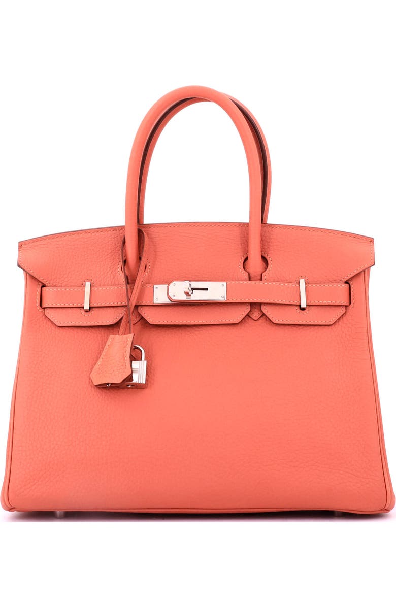 Pre-Owned Hermes Birkin Handbag Pink Clemence with Palladium Hardware 30, Main, color, Rosy