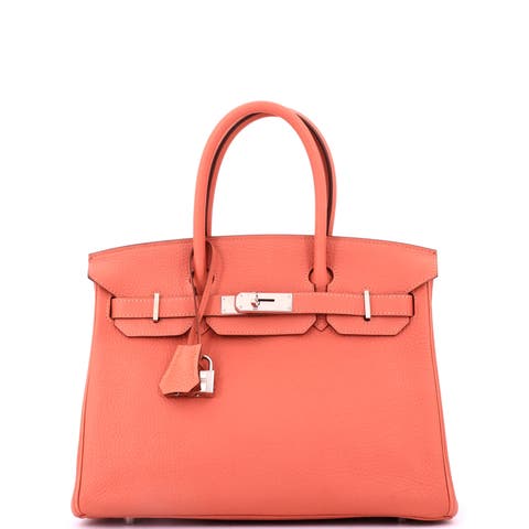 Birkin Handbag Pink Clemence with Palladium Hardware 30