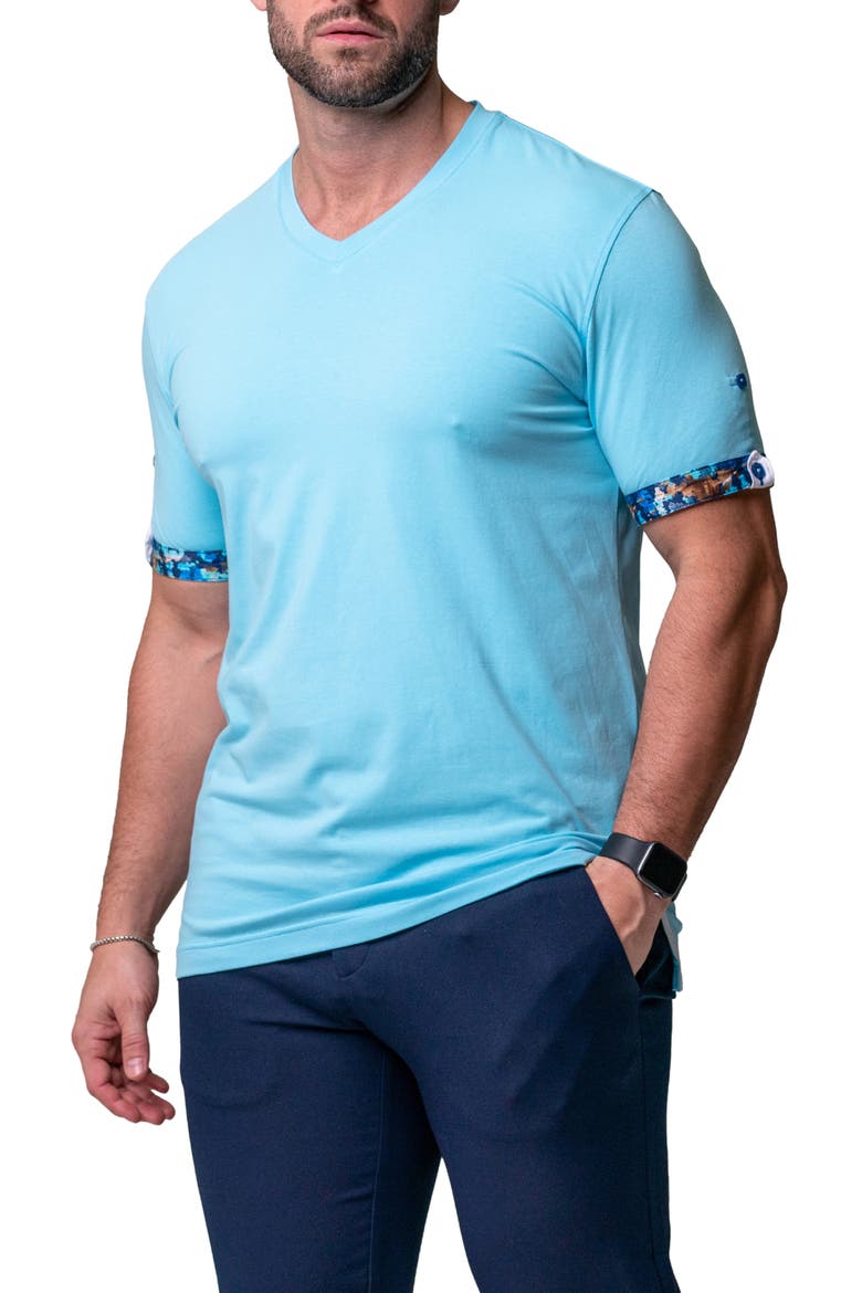 Vivaldi Solid Camolight Blue V-Neck T-Shirt, Alternate, color, BLUE