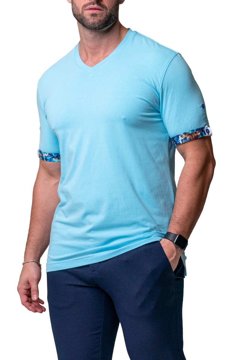 Maceoo Vivaldi Solid Camolight Blue V-Neck T-Shirt, Alternate, color, Blue