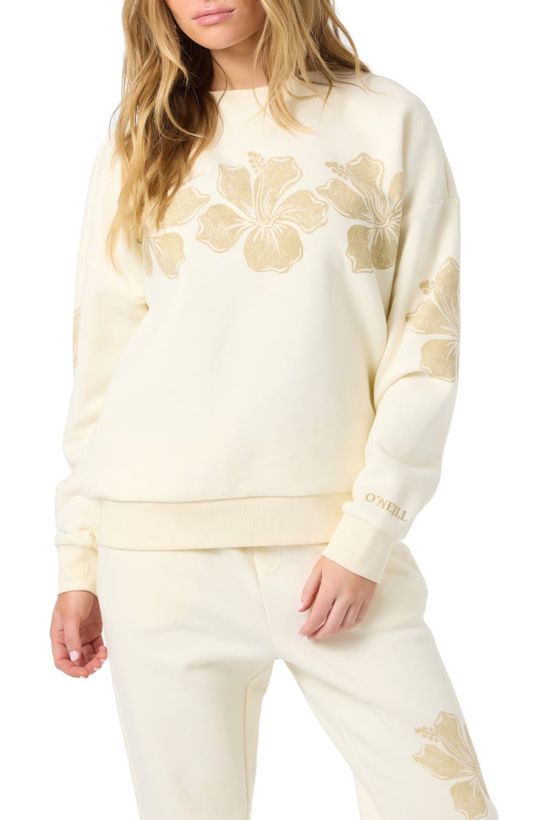 O'Neill Lei Floral Graphic Sweatshirt, Main, color, Winter White