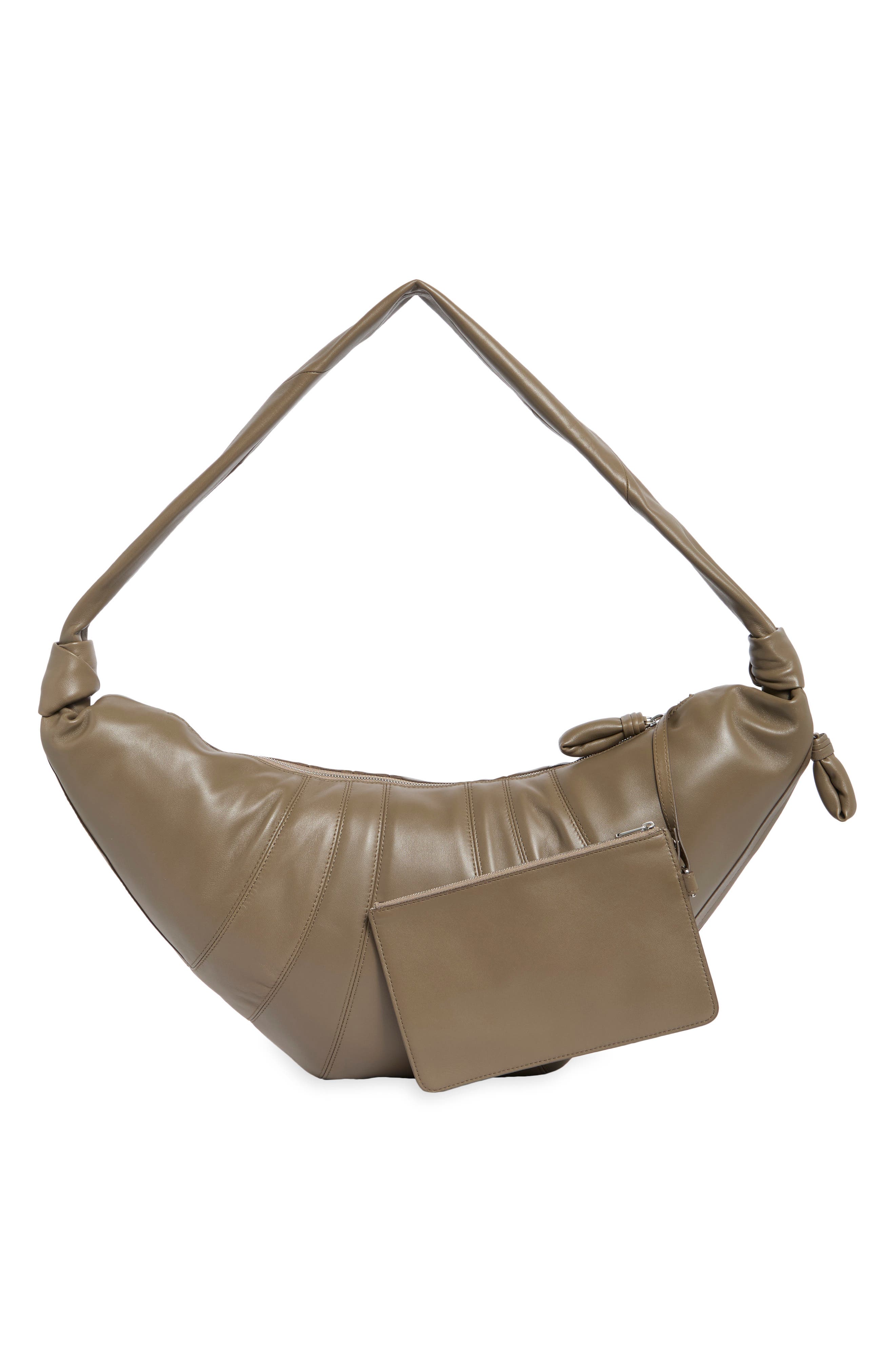 Large Croissant Leather Crossbody Bag, Alternate, color, DARK KHAKI