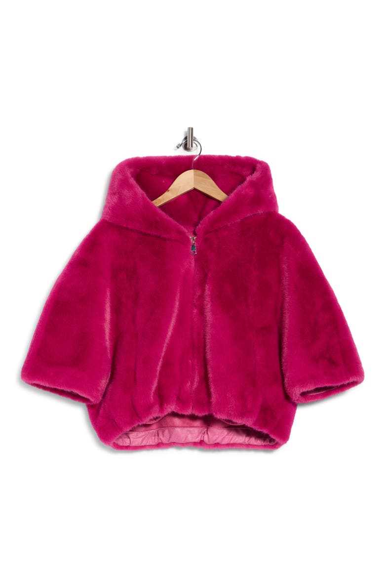 Faux Fur Hooded Crop Jacket, Main, color, PINK