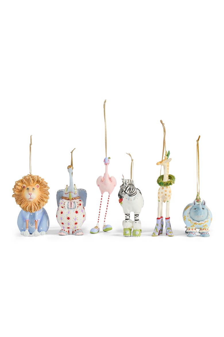Set of 6 Patience Brewster Jambo Mini Ornaments, Main, color, BLUE MULTI