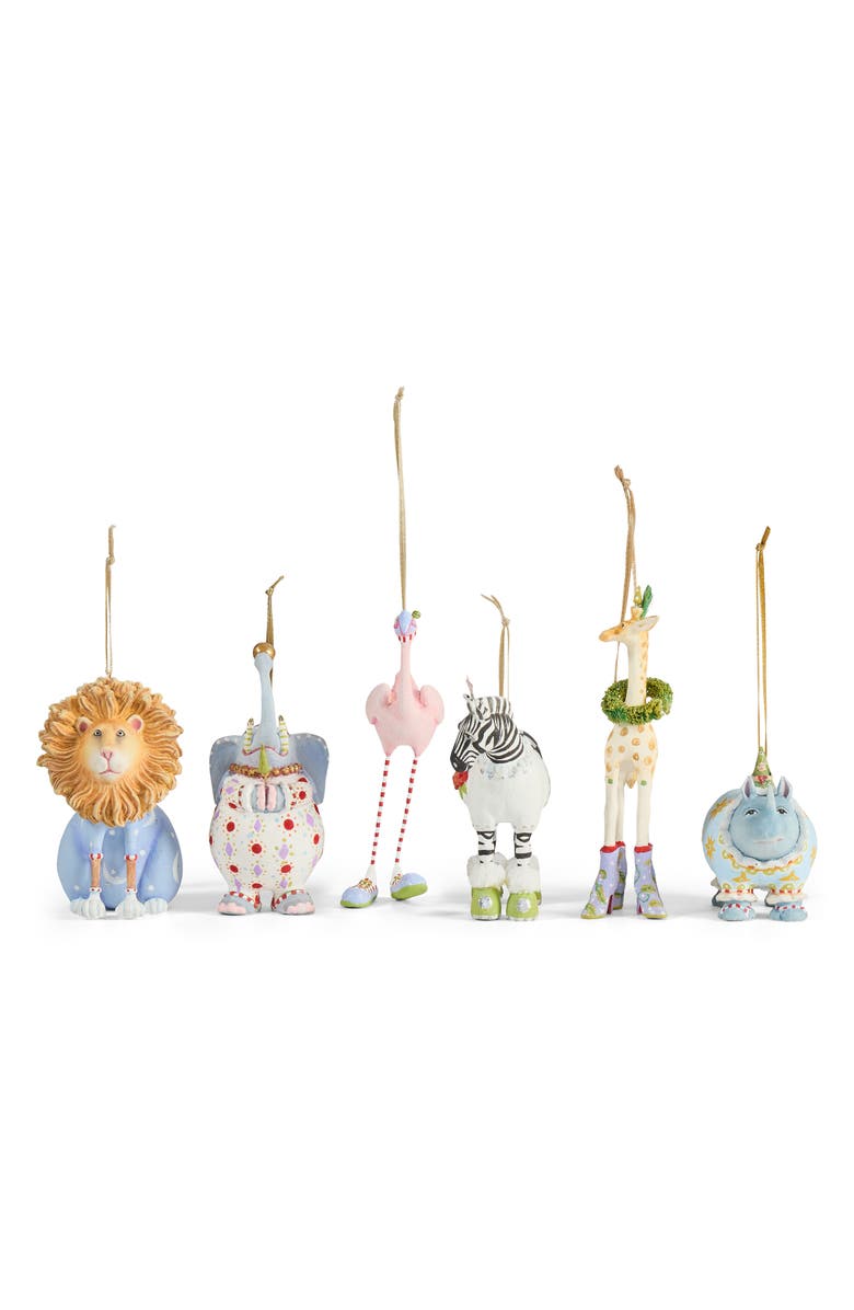 MACKENZIE CHILDS Set of 6 Patience Brewster Jambo Mini Ornaments, Main, color, Blue Multi