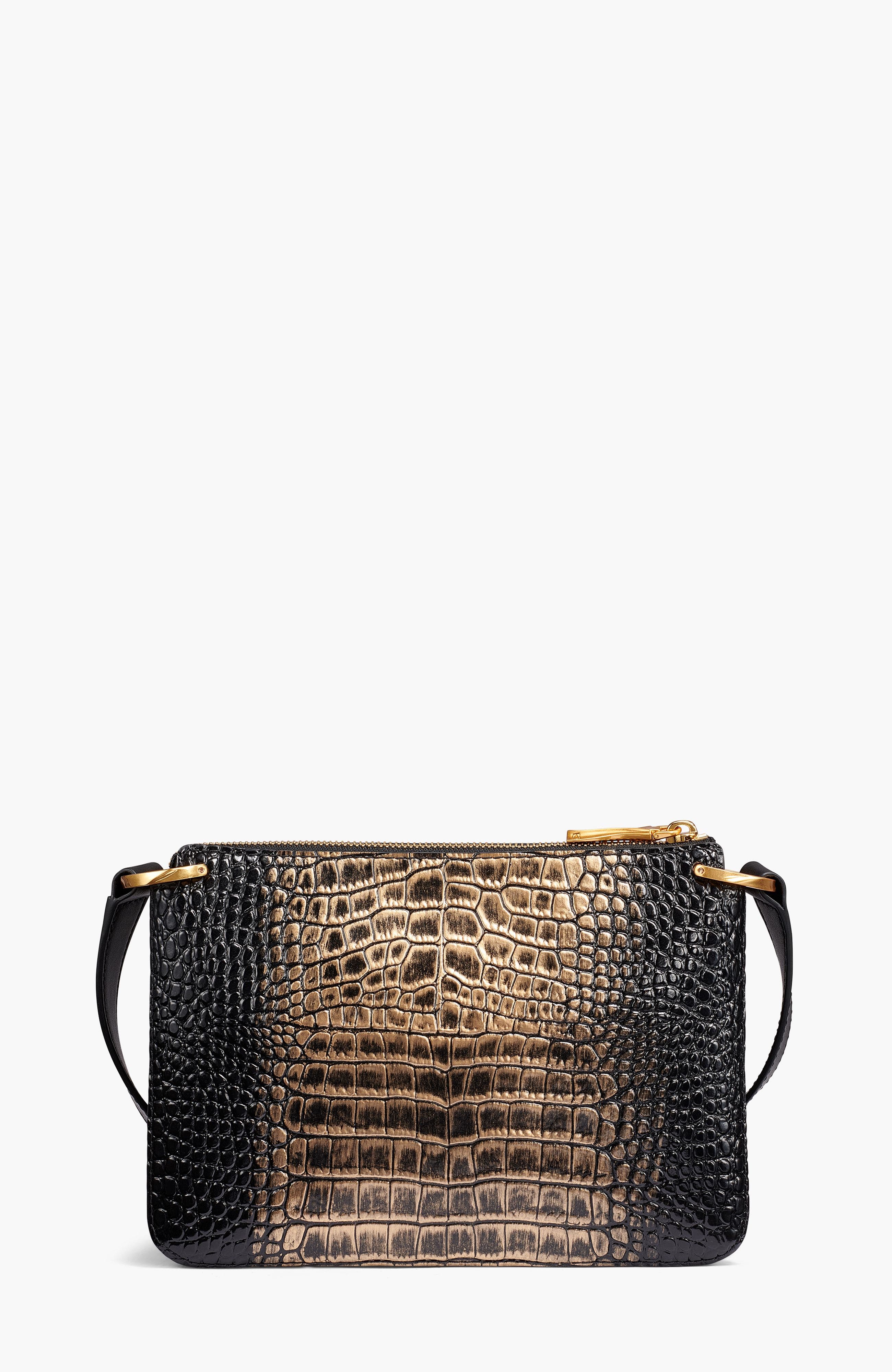 Donna Karan New York Glenwood Metallic Croco Crossbody, Alternate, color, Metallic Croc