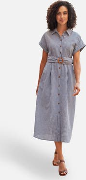 Yumi Gingham  Relaxed Shirt Dress