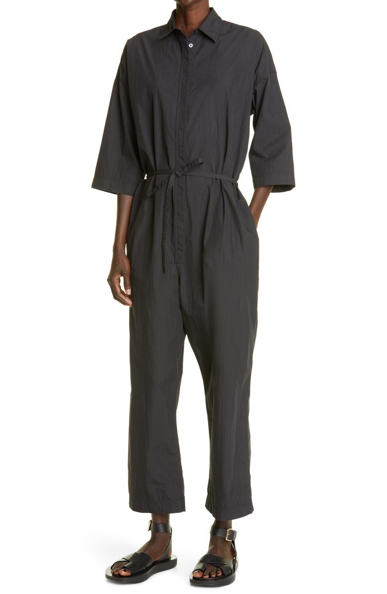 CO Tie Waist Cotton Blend Boilersuit, Alternate, color, 