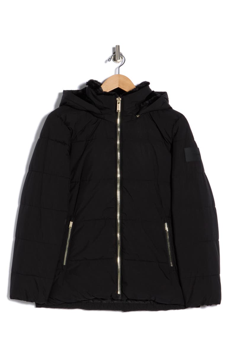 CALVIN KLEIN PERFORMANCE Faux Fur Lined Hood Puffer Jacket, Alternate, color, Black