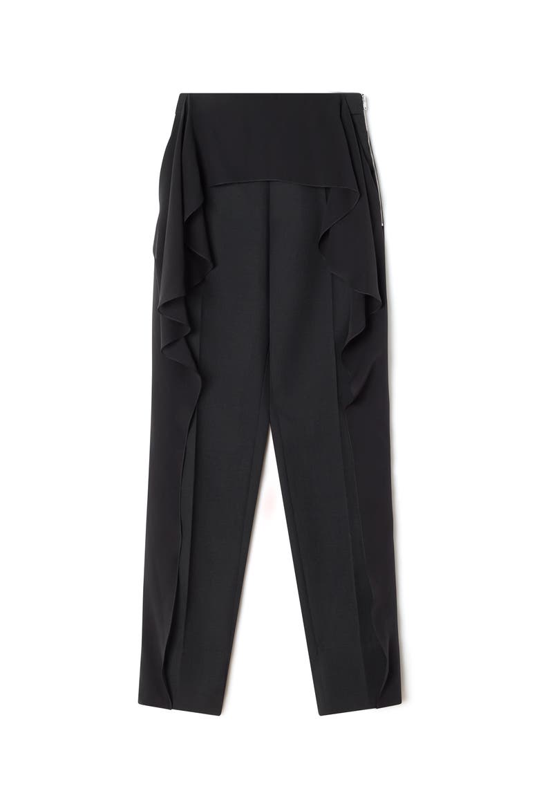 Frilled Wool Pants, Alternate, color, Black