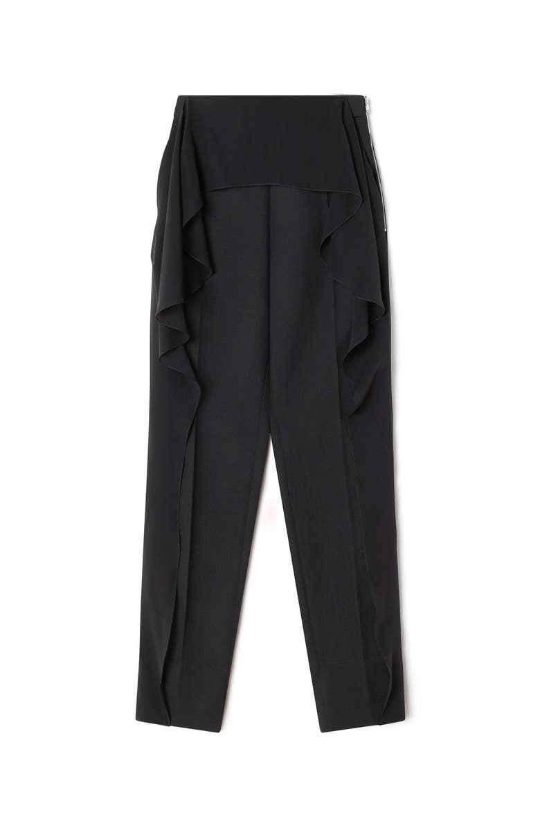 Lanvin Frilled Wool Pants, Alternate, color, Black