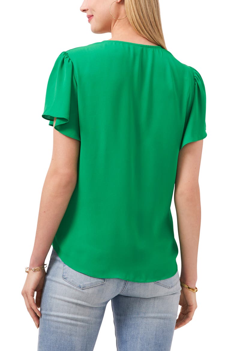 Flutter Sleeve Blouse, Alternate, color, CACTUS GREEN