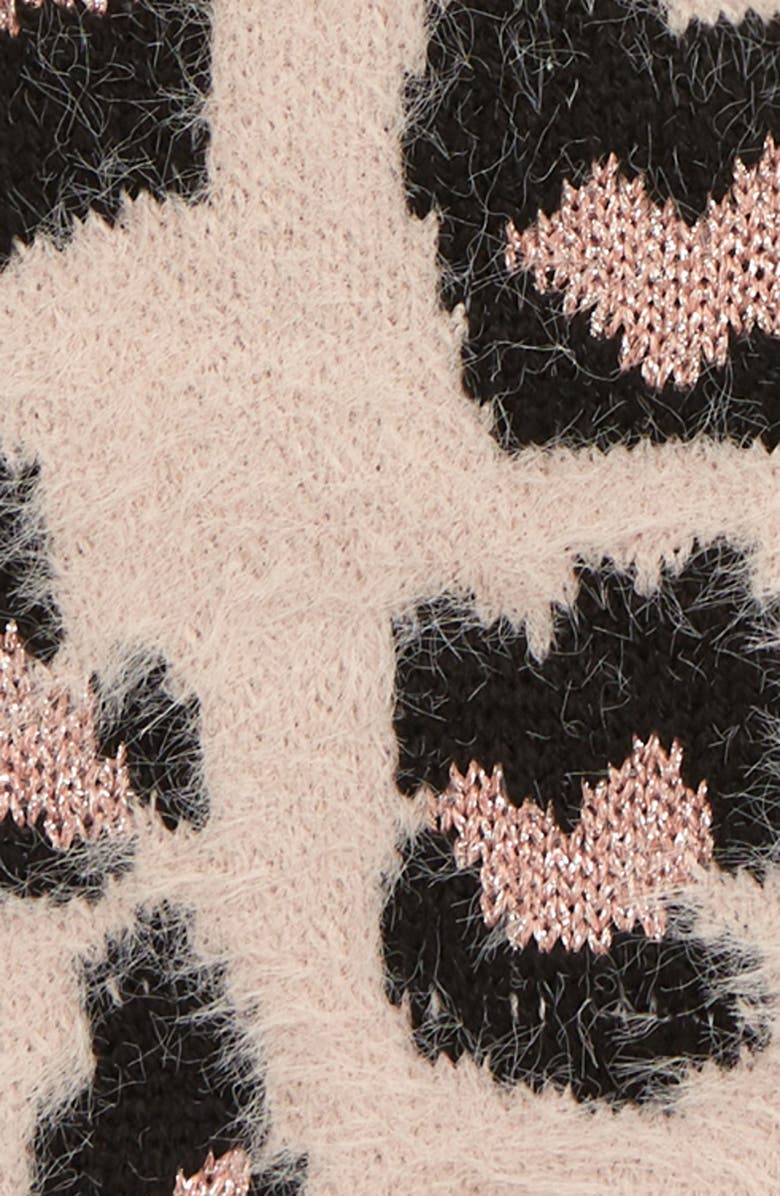 BP. Leopard Embellished Pompom Beanie & Mittens Set, Alternate, color, 