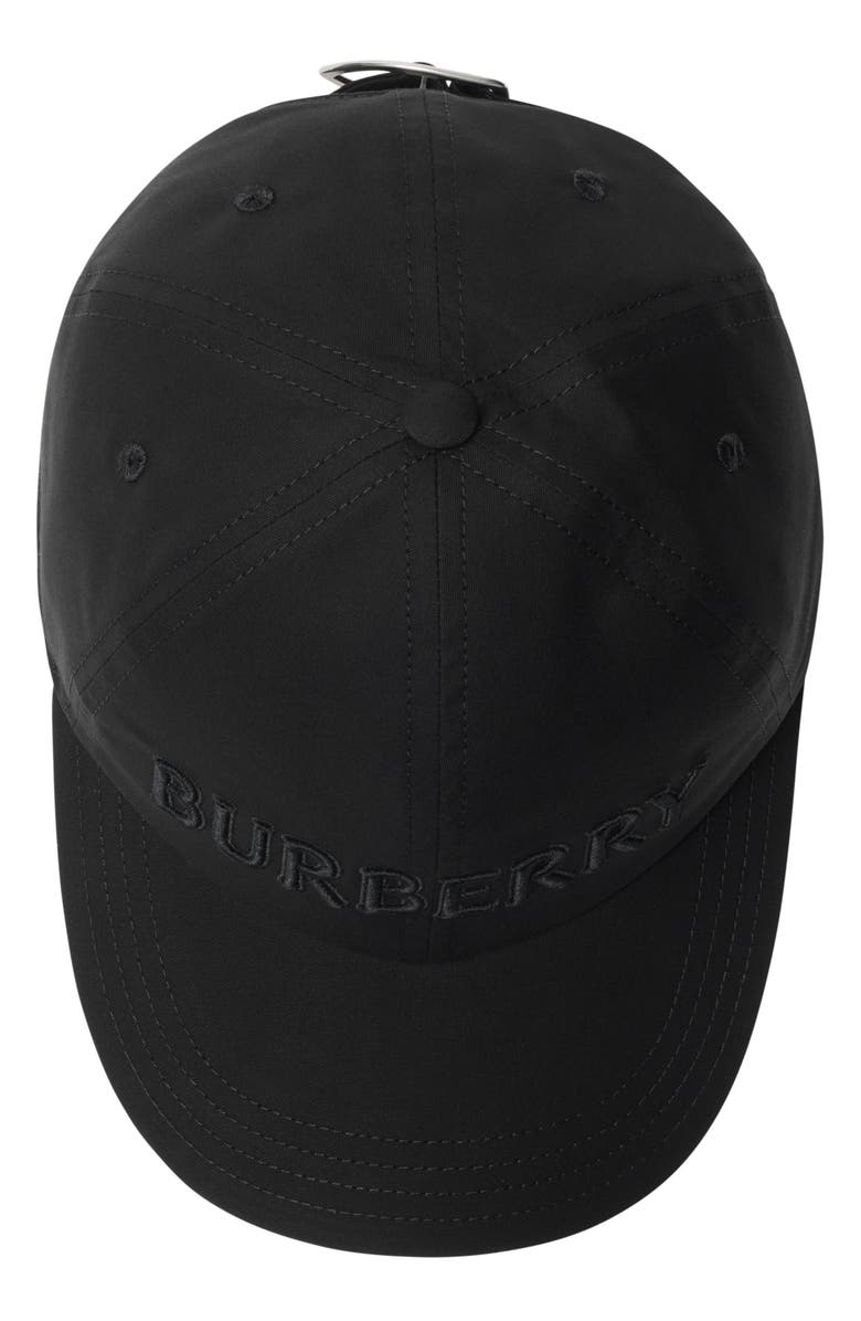 Burberry Embroidered Logo Cotton Gabardine Baseball Cap, Alternate, color, Black