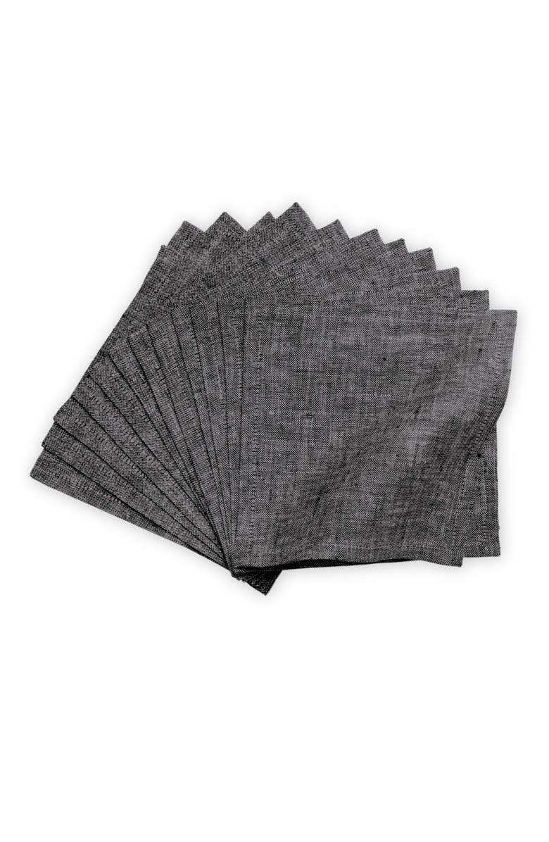Solino Home Linen Cocktail Napkins - Athena, Main, color, Chambray Black