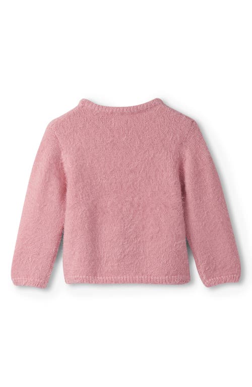 Hatley Shiny Intarsia Bow Fuzzy Knit Sweater In Pink
