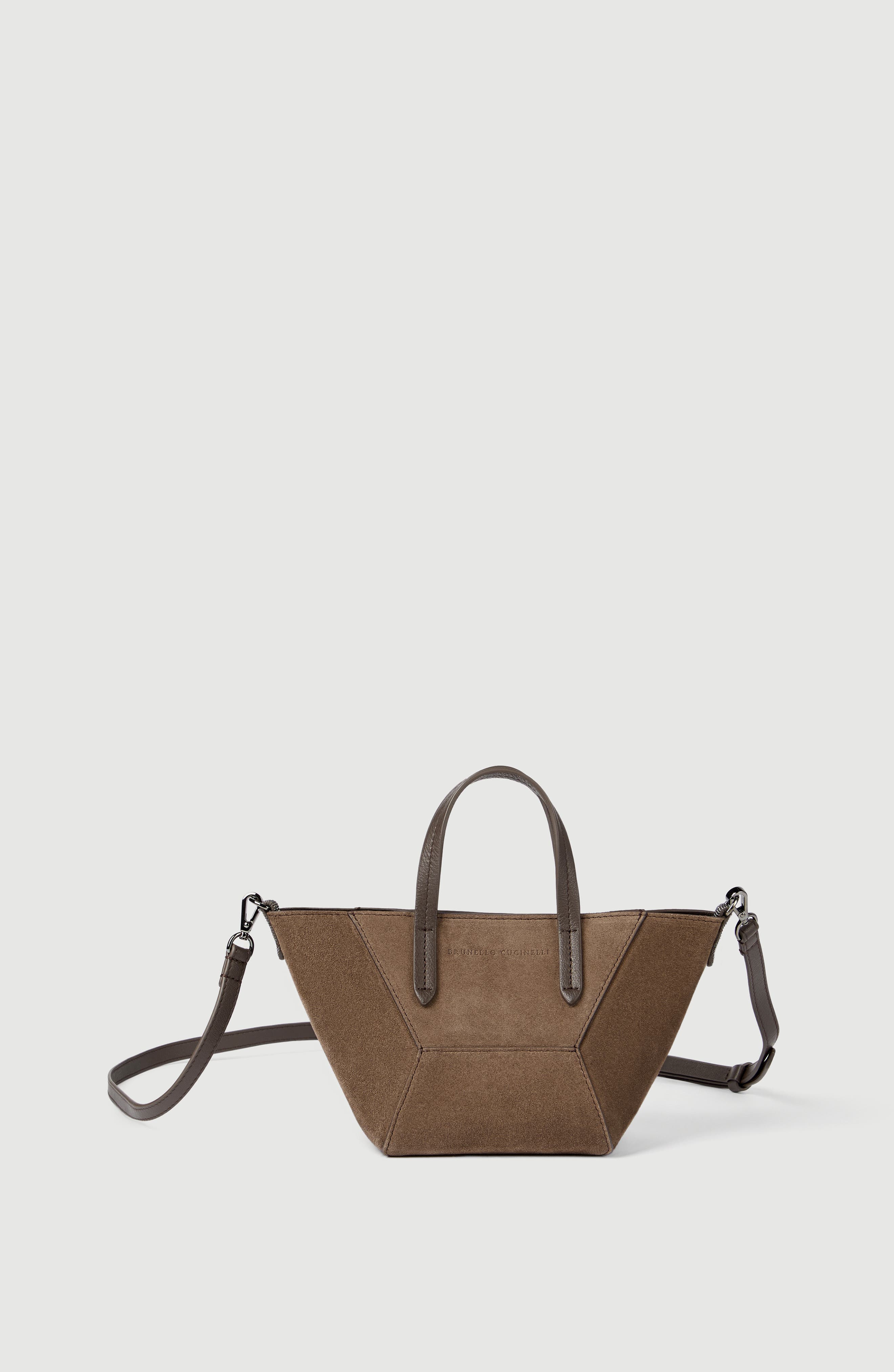 BC Duo mini bag in suede with monili, Main, color, Bark