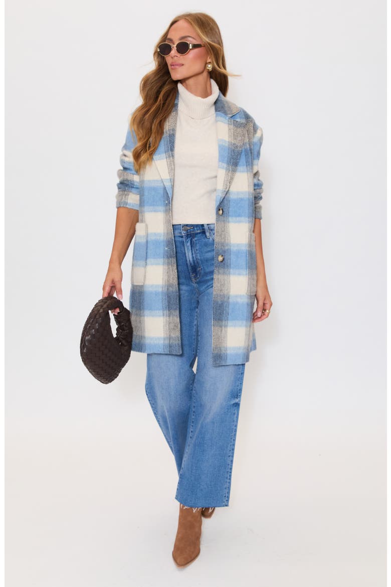 Geneva Brushed Plaid Coat, Alternate, color, BLUE MULTI