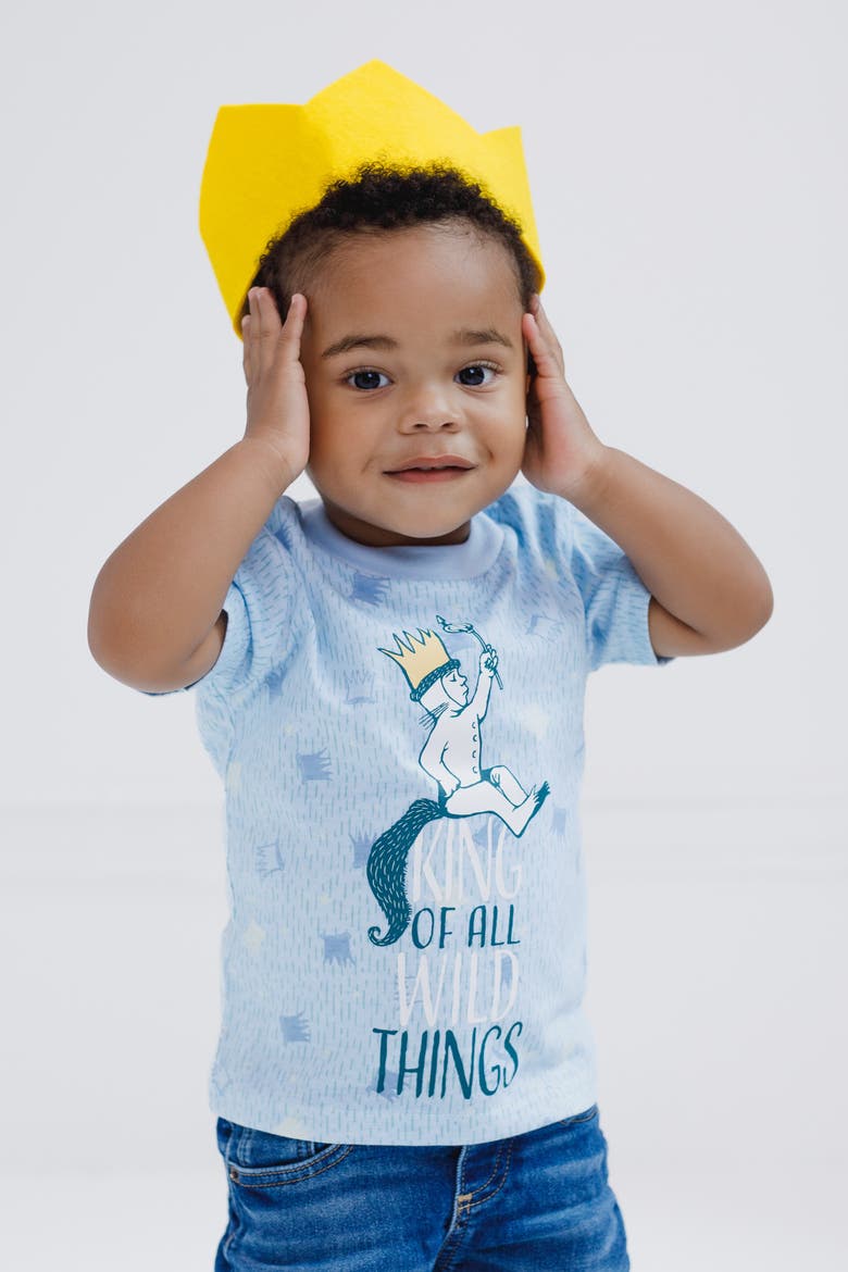 Where the Wild Things Are Max 2-Piece T-Shirt and Crown Set, Alternate, color, Max Light Blue