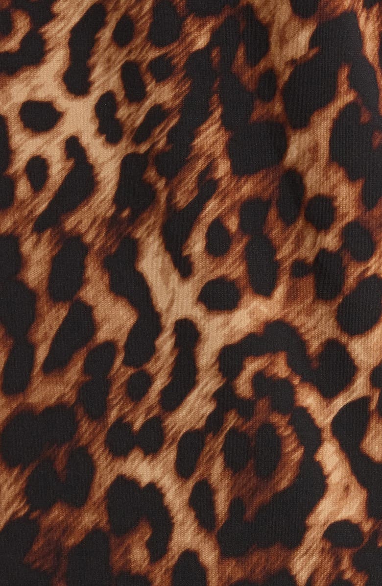 Anne Klein Leopard Print Ruffle Neck Knit Top, Alternate, color, Anne Black Multi