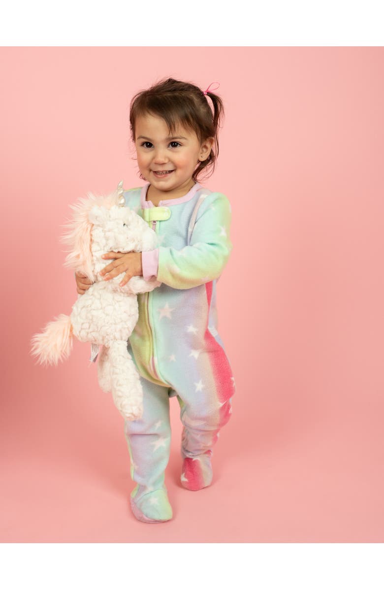 Leveret Fleece Footed Pajamas Holiday Print, Alternate, color, Stars Tie Dye