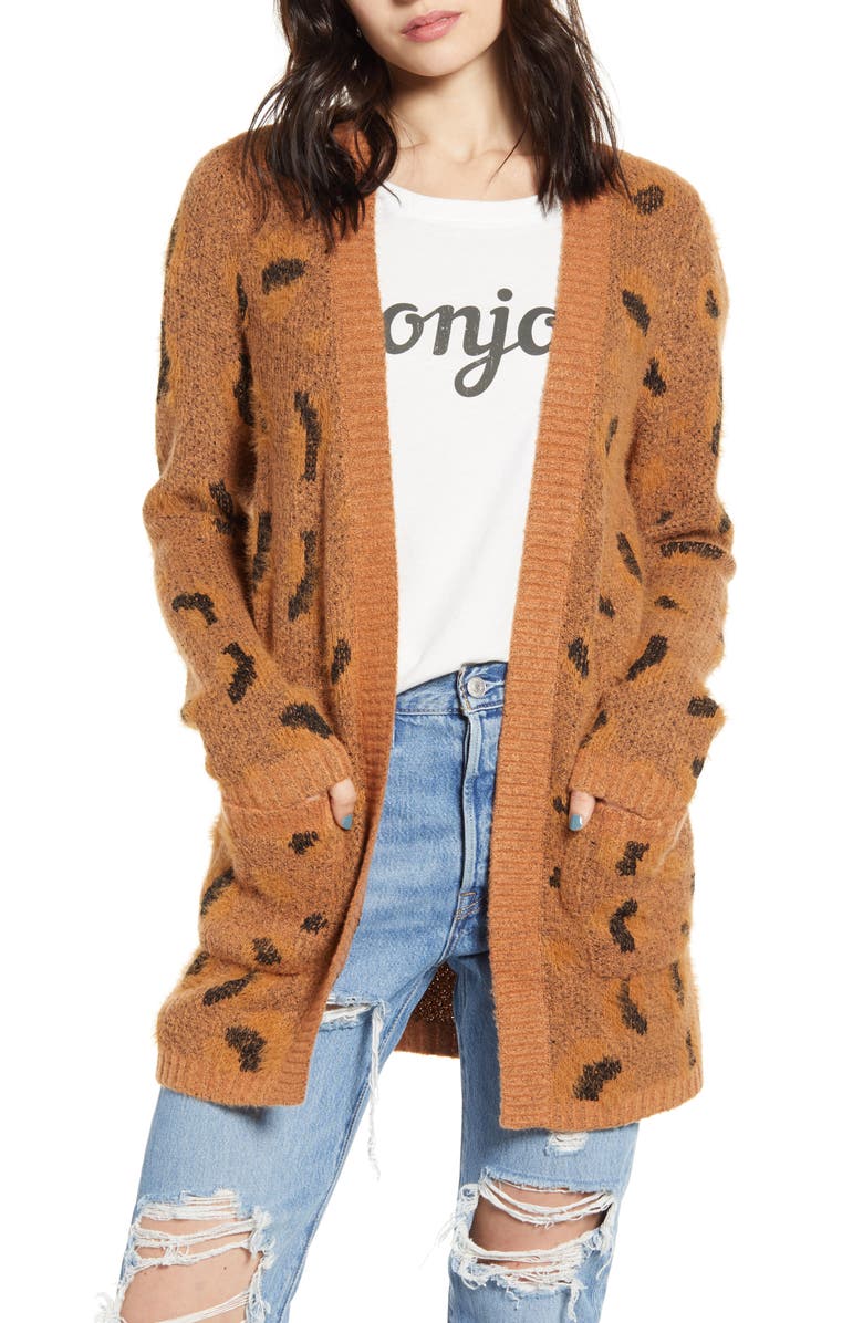 Woven Heart Animal Jacquard Cardigan, Main, color,