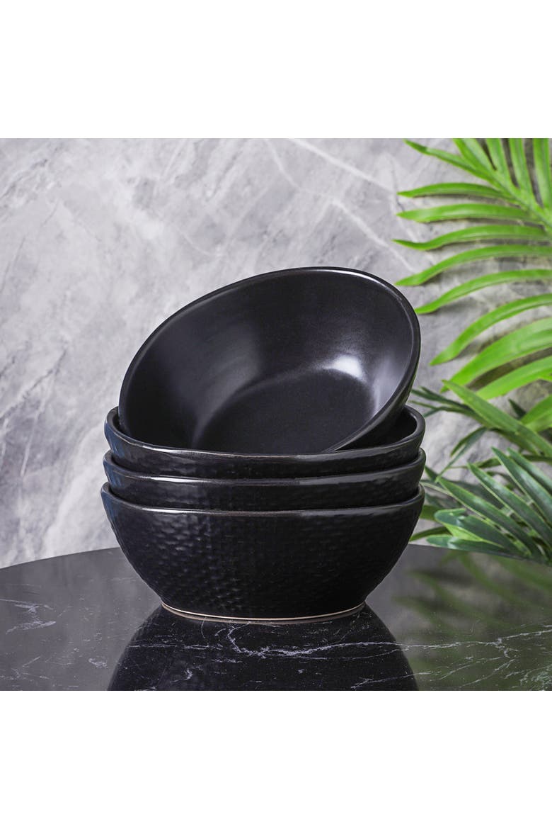 Abigael Stoneware 4-Piece Bowl Set, Alternate, color, Black