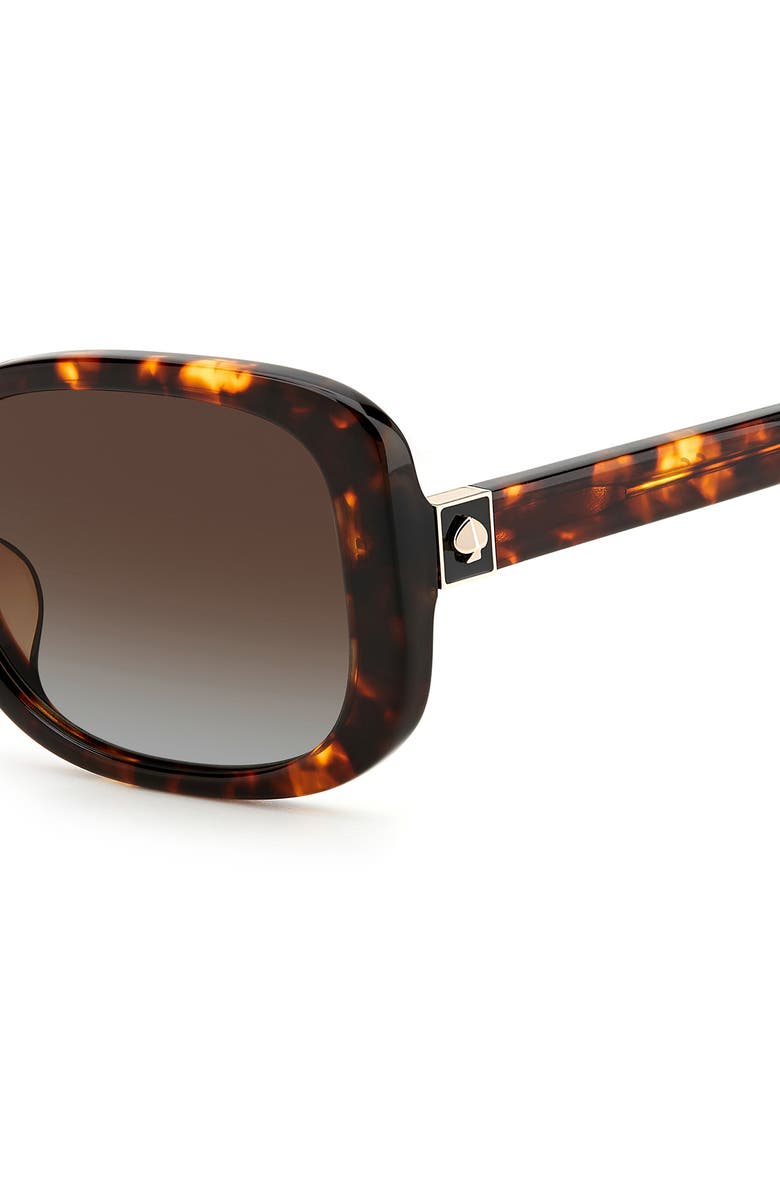 Kate Spade New York dionnas 52mm polarized rectangular sunglasses, Alternate, color, Gold Havana / Brown Grad