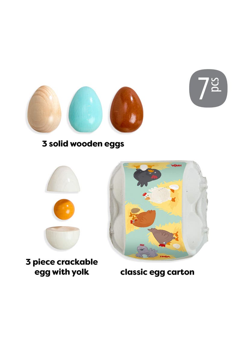 HABA Creative Play - Wooden Eggs Play Food Set, Alternate, color, Multi
