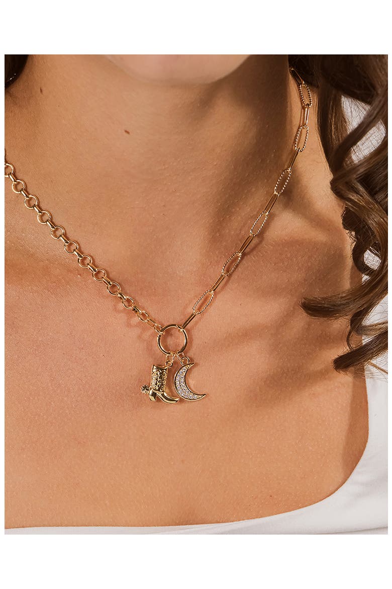 Kelsea Cubic Zirconia Charm Pendant Necklace, Alternate, color, GOLD