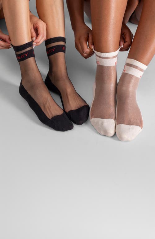 Lechery ® 2-pack Be Brave & Equality Sheer Crew Socks In White/black