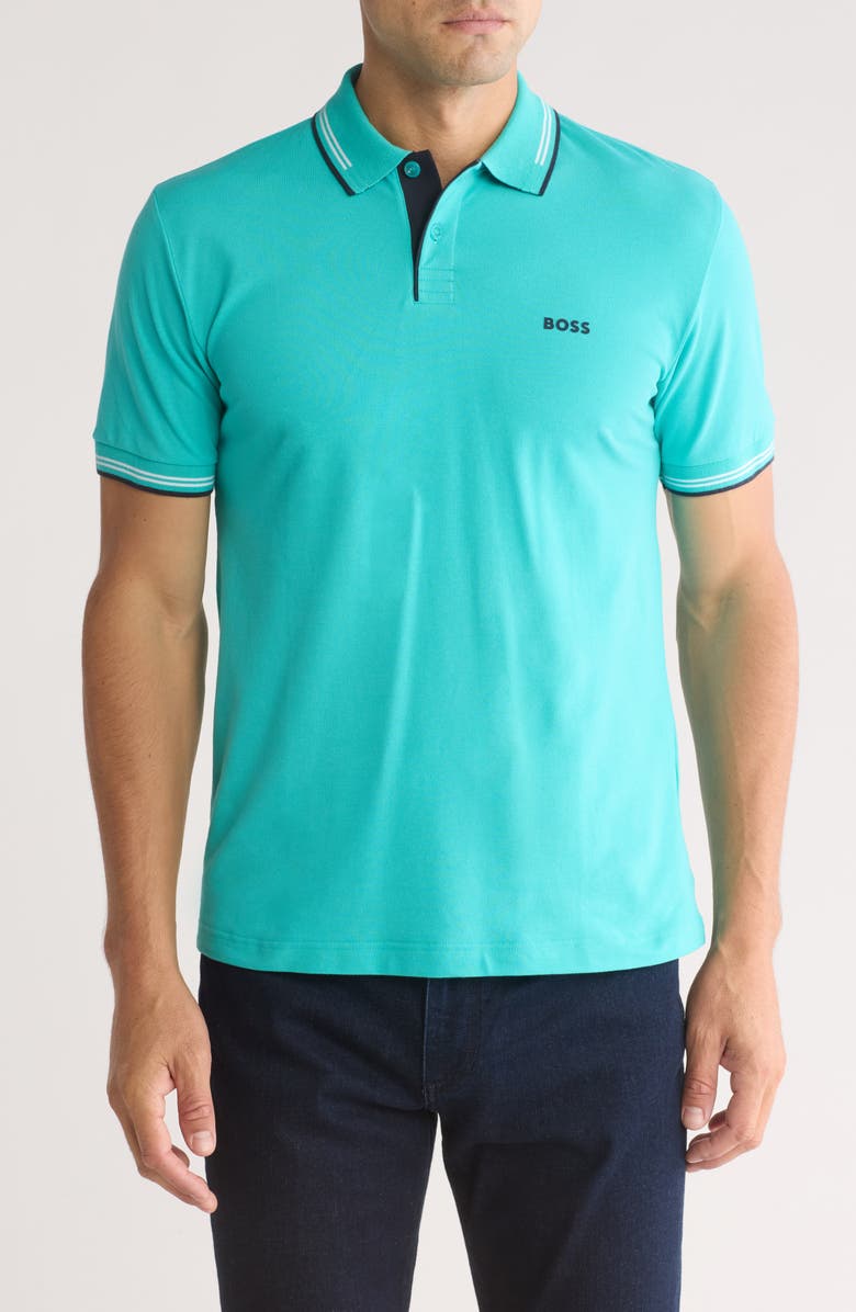 BOSS Paul Slim Fit Stretch Cotton Polo, Main, color,