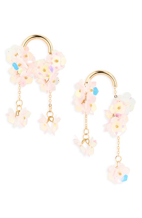 Beaded Flower Drop Earrings