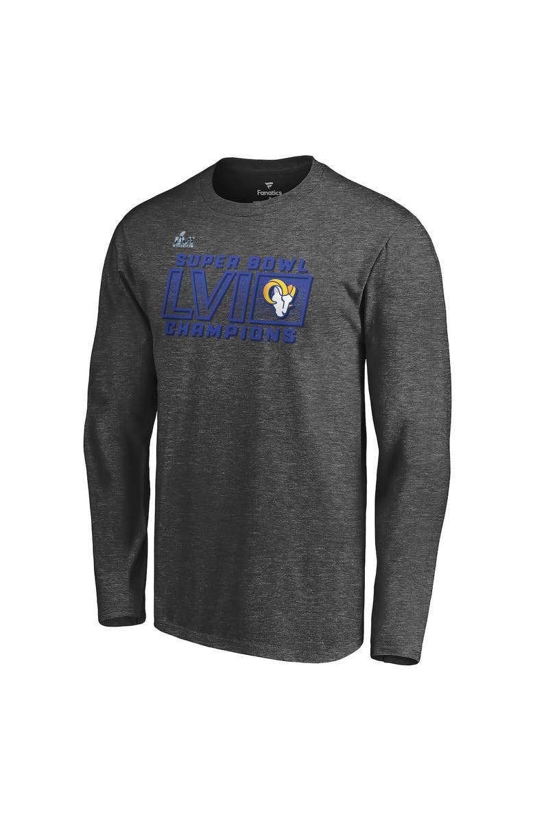 FANATICS Men's Fanatics Branded Heathered Charcoal Los Angeles Rams Super Bowl LVI Champions Fumble Long Sleeve T-Shirt, Alternate, color, 
