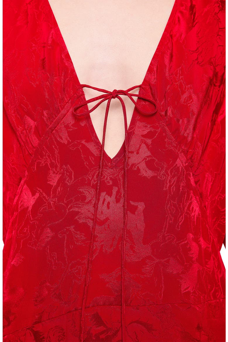 Rouna Horse Pattern Jacquard Long Sleeve Silk Dress, Alternate, color, LOVE