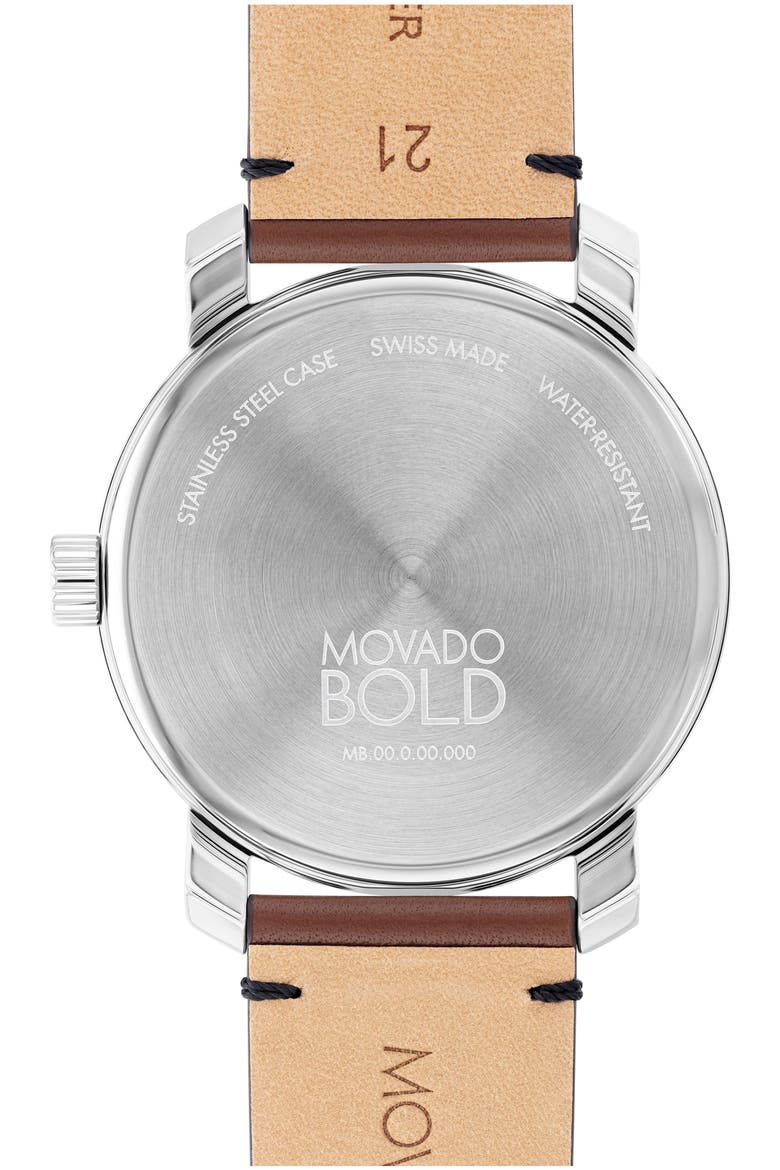 Bold Access Leather Strap Watch, 41mm, Alternate, color, WHITE