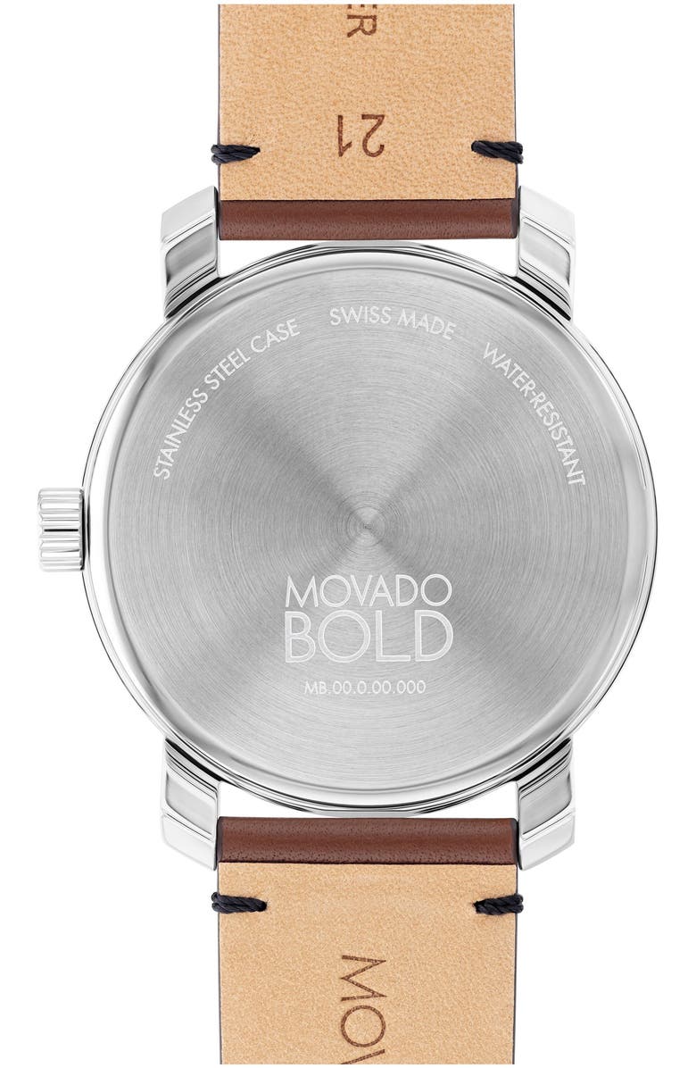 Movado Bold Access Leather Strap Watch, 41mm, Alternate, color,