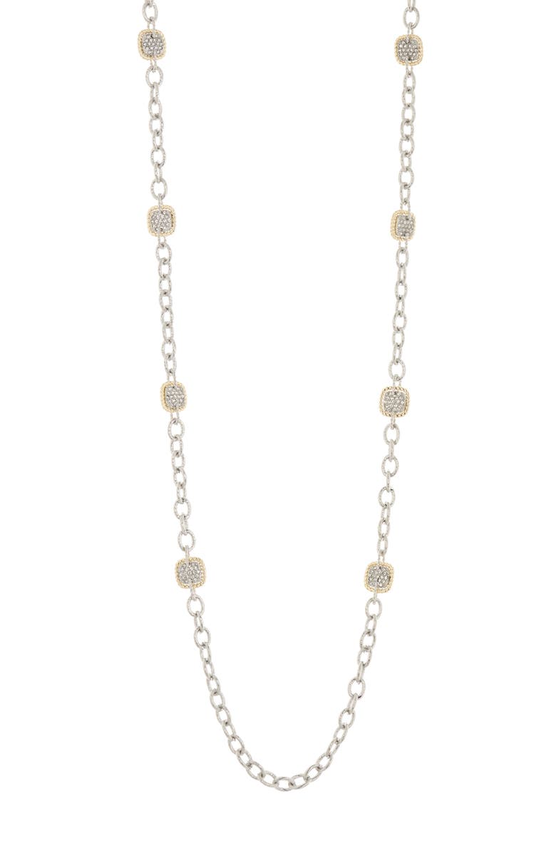 Juvell Two-Tone CZ Twisted Station Necklace, Main, color,
