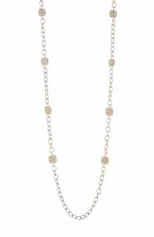 Two-Tone CZ Twisted Station Necklace