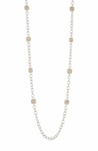 Two-Tone CZ Twisted Station Necklace